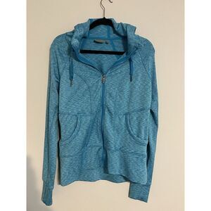 Athleta Womens Blue Zip‎ Up Sweatshirt Hooded Pockets Size US Large